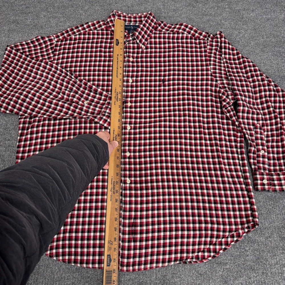 Vintage Polo Ralph Lauren Shirt Men XL Red Black Plaid Blake Oversized Flannel - Picture 6 of 9